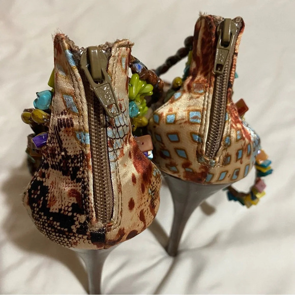 Zigi New York Bohemian Beaded floral sexy high heels platform  sandals size 9 - Picture 5 of 9